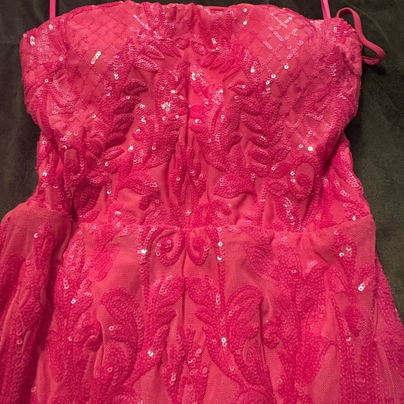 Windsor Hot Pink Sequin Strapless Dress - Picture 6 of 9